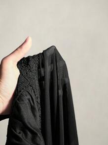 SHEIN ICON Women's Criss-Cross Halter Asymmetrical Mesh Patchwork Camisole,Rave Top - Black - View 10