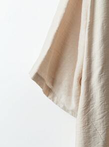 Flirla 2 件纯色休闲宽松舒适套装 - 杏色 - 查看 4