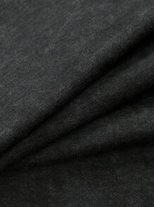 SHEIN Tween Boy Casual Street Fashion Beach Theme Washed Distressed Comfortable Fabric Loose Fit Round Neck Top, Suitable For Commuting, School, Daily Casual, Sports, Spring/Summer - Black - View 5