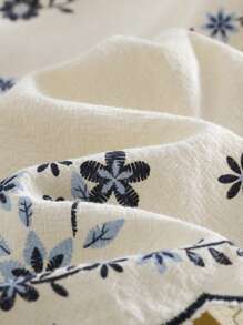 Cozy Pixies Đầm ôm eo tay ngắn cổ tròn họa tiết cây và hoa cho bé gái sơ sinh - Màu be - Xem 4