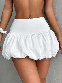 SHEIN EZwear Women's Solid Color Short Blossom Skirt