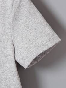 SHEIN Young Boy Summer Casual Letter Print Round Neck Short Sleeve T-Shirt - Grey - View 6