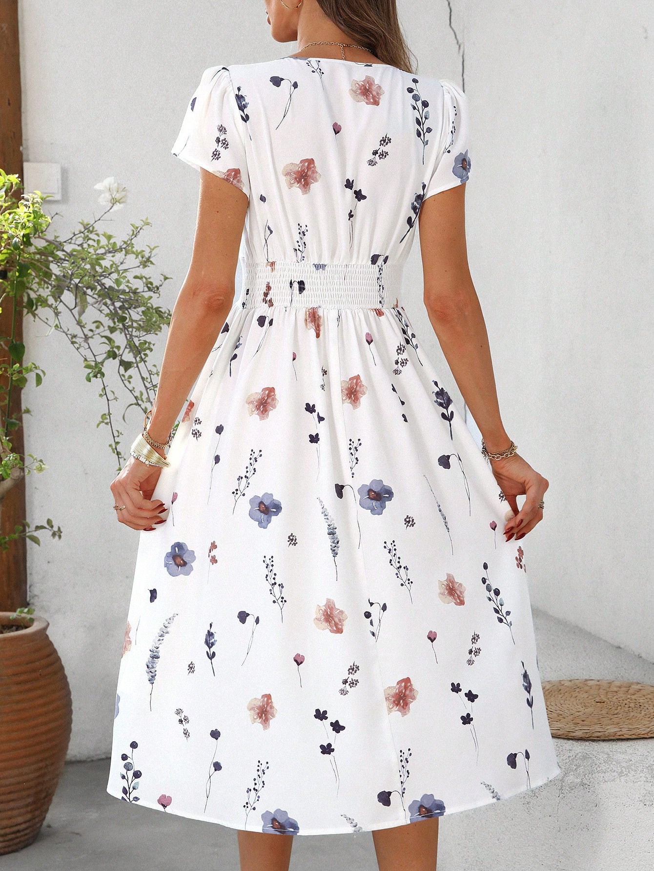 SHEIN Clasi فستان نسائي صيفي جديد أنيق بياقة على ش...