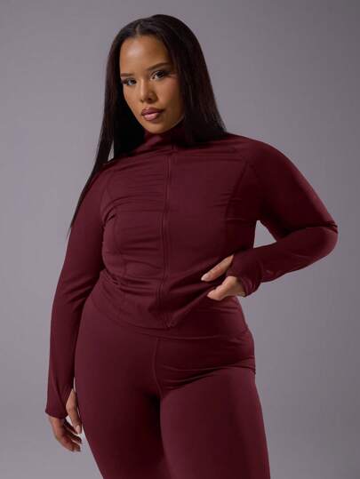 MUSERA Women Plus Size Zip Up Sports Jacket For Gym, Workout, Active, Airport Gym Fitness