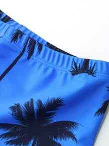 SHEIN Tween Boy Tropical Leaves Print Long Sleeve 2pcs Swimsuit Set - Rash Guard & Shorts - Multicolor - View 5