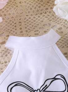 Souflis Souflis Baby Girl Bow Print Halter Top And Multi-Ruffle Edge Skort Fashion Set - Black - View 5