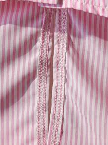 SHEIN Elladie kids Young Girls'Woven Striped Pastel Pink Sleeveless Asymmetric Blouse With Bowknot Back,Summer School Casual Outing Versatile Item Summer - Pink - View 7