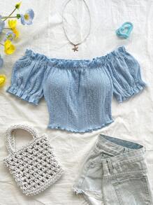 Soleia Bohemian  ,Boho, Romantic Floral ,Vacation, Floral  4th Of July Clothes  Tops De Mujer Vacation Tops Beaded Top Peplum Top  Party Tops  Cami Top Camisole Top  4th Of July Women  Crop Sexy Tops For Women Versatile Off Shoulder Ruffle Elastic Pleated Cropped Short Sleeve Top,Party