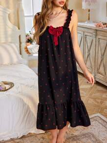 CottageSlumber Floral Print Butterfly Ruffle Decor Wide Strap Loose Women Nightgown Babydoll PerfectSummer - Multicolor - View 6