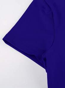 INAWLY Solva 女士休闲纯色修身圆领短袖 T 恤，夏季 - 寶藍色 - 查看 6