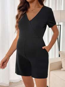 SHEIN 孕妇哺乳连体衣 - 舒适内衣和睡衣、睡衣套装、睡衣、家居服、睡衣、黑色连体衣 - 黑色 - 查看 1