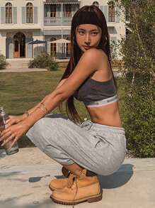 DAZY Women's Grey Loose Fit Casual Bermuda Shorts Y2k Streetwear - Grey - View 4