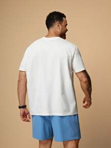 EASEVO Men's Plus Size Casual Letter Print Knit T-Shirt And Shorts Set