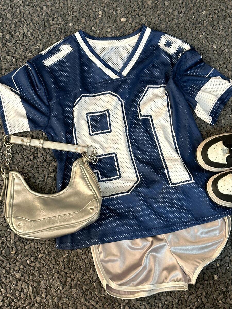 Coolane Kids Tween Girls Lente/Zomer Streetwear Athleisure Ouder-kind Kleding Ademend Mesh Baseball Jersey V-hals T-shirts