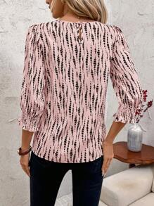 SHEIN Clasi Damen Rundhals Halbarm Lässiges Loses Hemd