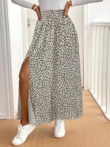 SHEIN Frenchy Women's Ditsy Floral Side Slit Hem Casual A-Line Skirt Summer - Multicolor - View 6