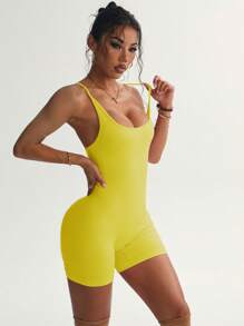 Slayform 女士纯色交叉背带瑜伽健身连体衣