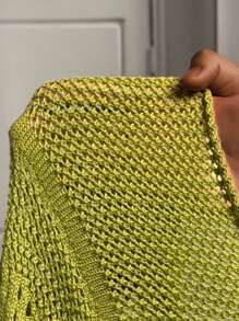 Váy len ngắn màu xanh lá cây hở lưng không tay, hở lưng, viền bất đối xứng, cỡ lớn, mùa xuân/hè 2025 mới - Màu xanh Ô liu - Xem 7