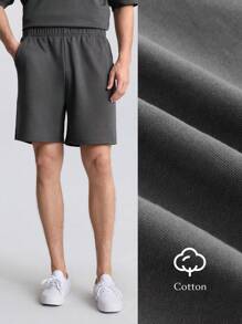 Ontre 2025 Spring & Summer Solid Color Elastic Waist Pocket Simple Shorts, Casual, Comfortable, Versatile, Breezy