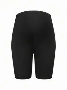 SHEIN Maternity Solid Color Adjustable Waist Short Casual Leggings 3 Sets Leggings Biker Shorts - Black - View 8