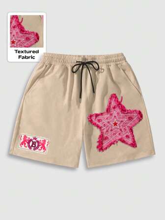 Anime Pantalones cortos casuales con estampado para hombres, apropiados para primavera/verano