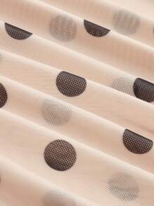 SHEIN Clasi Váy đuôi cá chấm bi đen tay 3/4 cỡ lớn cho nữ - Màu be - Xem 4