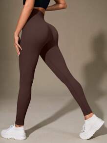 SHEIN Sport Studio Seamless Solid Color High Waist Tight Fit Leggings