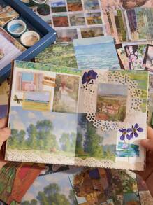 Bộ 116 món/bộ phụ kiện sổ lưu niệm cổ điển, Bộ sổ lưu niệm lớn nhiều màu vẽ tranh sơn dầu Van Gogh, Bao gồm sổ tay A5 và sổ ghi chép nghệ thuật, Phụ kiện sổ ghi chép rác có nhãn dán và băng dính Washi, Nghệ thuật treo tường, Quà tặng thủ công tự làm, Quà tặng sinh nhật (Bao bì hộp quà tặng), Quay lại trường học, Đồ dùng học tập - Nhiều màu - Xem 3