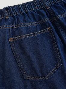 SHEIN MOD Plus Size Casual Sweet Loose A-Line Blue Denim Mini Skirt