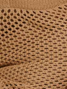 MUSERA Plus Size Sexy Cute Elegant Crochet Knit Halterneck Fringed Beaded Triangle Bikini Top Boho For Swim Holiday For - Camel - View 6