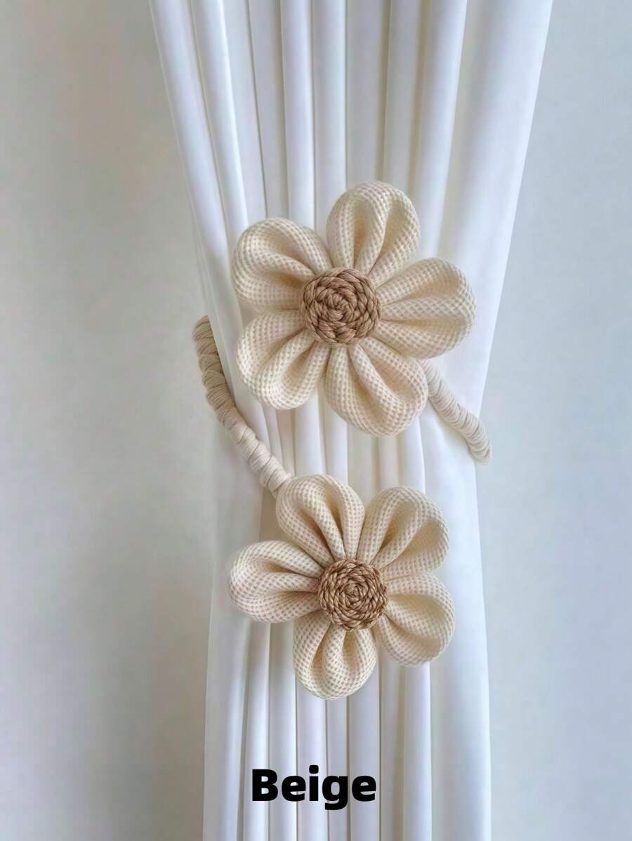 1 件装花朵窗帘带,免打孔窗帘绳,现代简约窗帘扣,窗帘带,窗帘固定器,适用于卧室、客厅、宿舍、家居装饰 - 彩色 - 查看 1