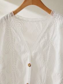 CosyJoli Camicia casual ed elegante con ricami e patchwork, manica corta, taglie comode