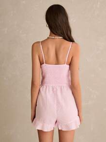 Poéselle Women's Casual Plaid Backless  Jumpsuit, Vacation Outfits Woman,Cute Summer Jumpsuit,Open Back ,Casual Woman,Overalls Women,Summer Outfits For Women - Pink - View 7