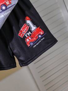 2 件装幼儿男孩汽车图案活动套装（夏季）