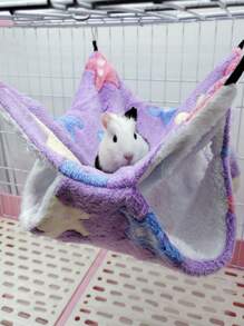 1 szt. Miękki polar koralowy Rozgwiazda i wzór serca Dwuwarstwowy ciepły hamak Śpiwór dla chomików, szybowców, wiewiórek i innych małych wspinaczkowych zwierząt, zdejmowany i nadający się do prania w pralce, wiele kolorów i rozmiarów, odpowiedni na jesień/zimę - Wielokolorowe - Zobacz 2