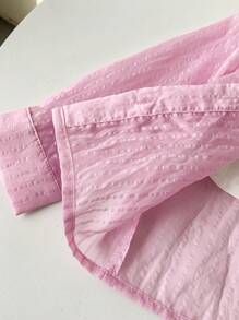 2pcs Baby Girl Infant/Toddler 0-3 Years Spring/Summer Casual Daily Vacation UV Protection Long Sleeve Shirt & Shorts 2 Pieces Outfit Set, Baby Blue - Pink - View 5