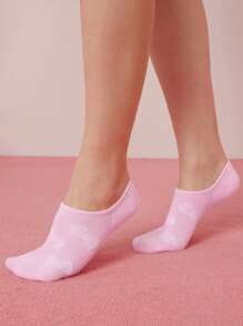 HELLO KITTY AND FRIENDS | SHEIN 5 Pairs Women Breathable Soft Boat Socks/Invisible Socks, Reinforced Toe & Heel, Cute Bow Pattern, Assorted Colors, Suitable For Spring & Summer