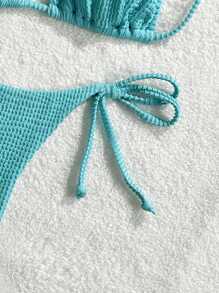 SHEIN Swim Women's Sexy Bikini Set With Wave Pattern - Green - View 3