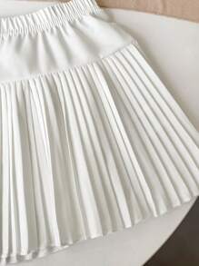 Souflis Souflis 2pcs/Set Baby Girl Infant Toddler Spring/Summer New Tennis Sport Elegant Sleeveless Polo Knit Top And Pleated Skirt Set, Grey/White, 0-3 Years