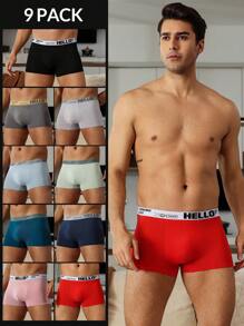 9pcs/Set Men's Minimalist Fashion Boxer Briefs, Suitable For Summer