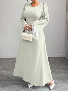 SHEIN Clasi Women's Blue & White Contrast Color Fringed Fitted A-Line Woven Dress - Mint Green - View 4