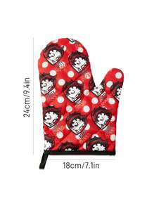 Betty Boop x SHEIN 马尔代夫和Trilu联名款印花耐热厨房烘焙配件，可选手套或隔热垫，适用于烤箱，加厚隔热垫，礼品之选，派对、节日、情人节适用