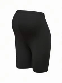 SHEIN Maternity Solid Color Adjustable Waist Short Casual Leggings 3 Sets Leggings Biker Shorts - Black - View 13