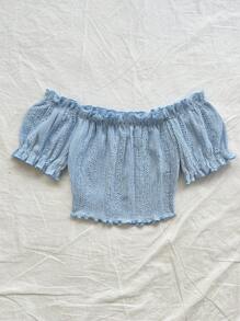 Soleia Bohemian  ,Boho, Romantic Floral ,Vacation, Floral  4th Of July Clothes  Tops De Mujer Vacation Tops Beaded Top Peplum Top  Party Tops  Cami Top Camisole Top  4th Of July Women  Crop Sexy Tops For Women Versatile Off Shoulder Ruffle Elastic Pleated Cropped Short Sleeve Top,Party