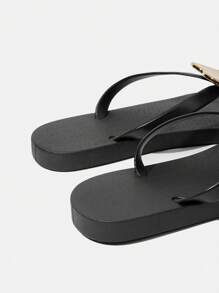 Grefit CUCCOO Women's Summer Flip Flops, Fashionable Round Toe Beach Sandals - Black - View 5