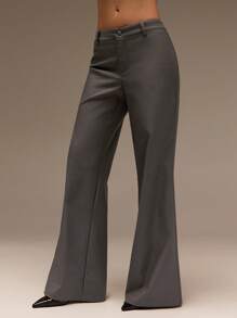 SHEIN Forever 21 春夏女士浪漫/舞会/正式/生日/90 年代/商务休闲/优雅/西部装/外出/时尚/休闲/Y2K 服装/俱乐部/办公室/鸡尾酒会/复古/紧身/狂欢服装/搞笑/优雅/老钱/街头服饰/度假/乡村音乐会/工作/端庄/春假/单身女郎服装/音乐会/坏人/基本款/毕业/蓝色水洗/低腰/直筒/阔腿/喇叭裤/裤子 - 灰色 - 查看 3