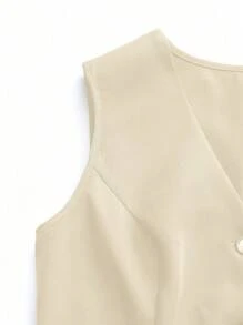 SHEIN Unity Chaleco de traje de unicolor minimalista casual - Albaricoque - Ver 5