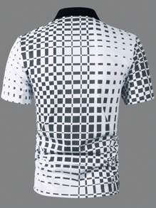 Manfinity Sport Corelite 男士夏季休闲几何印花短袖运动 Polo 衫 - 彩色 - 查看 2