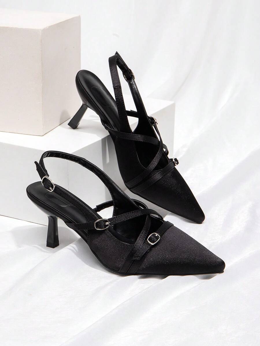 CUCCOO BIZCHIC 女士后带蝴蝶结装饰洛丽塔高跟鞋,酒红色 - 黑色 - 查看 1