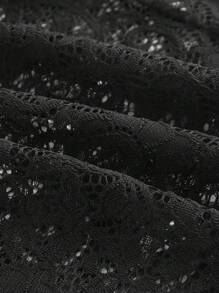 SHEIN MOD Plus Size Black Romantic Elegant Lace Jacquard Wide Leg Pants, Casual Vacation Trousers. . Pants Outfits For Women Boho Pants